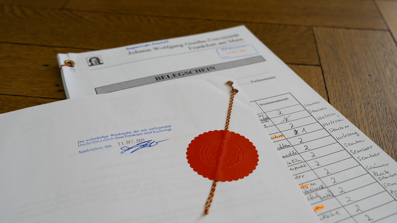 Foto eines Belegscheins