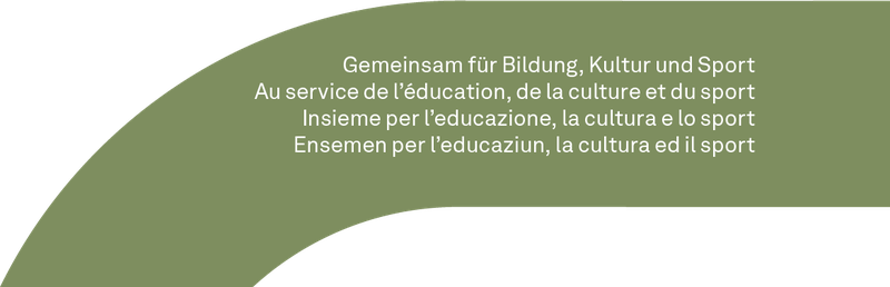 Der Claim der EDK "Gemeinsam für Bildung, Kultur und Sport" in vier Sprachen