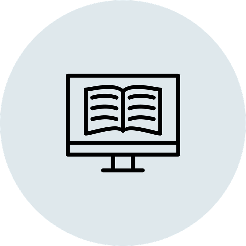 Icon: Monitor mit Buch