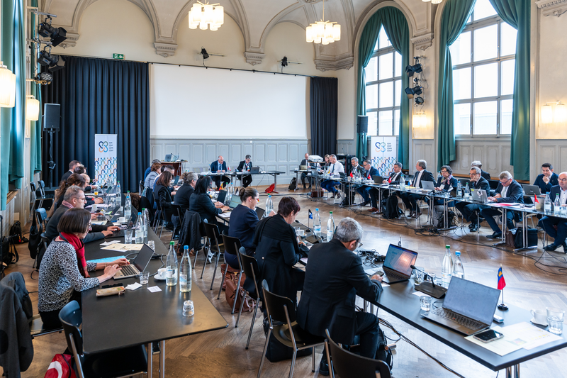 View of a conference room and the 26 cantonal ministers of education