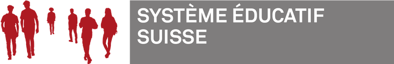 Contours d'élèves en rouge, avec à droite l'inscription "Système éducatif suisse".