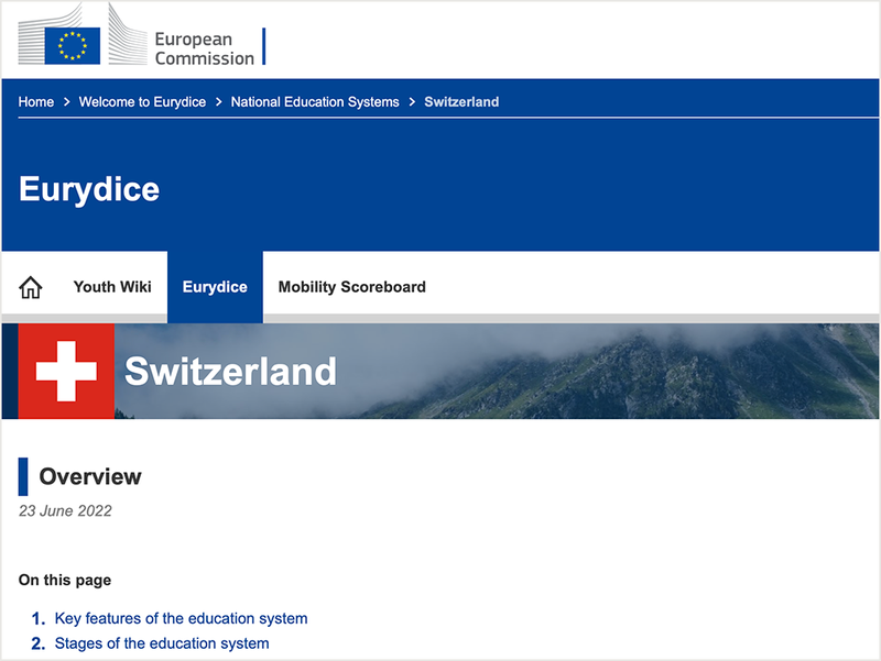 Screenshot du site web Eurydice