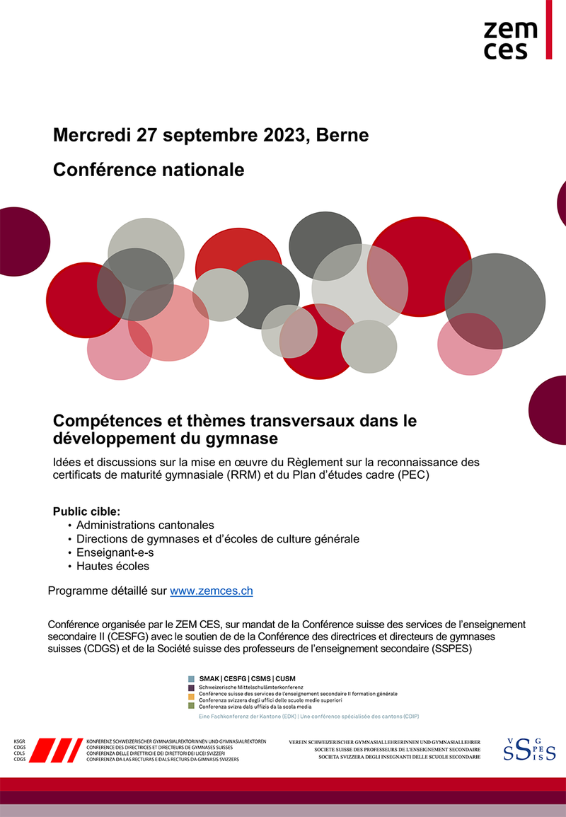 Programme de la conférence "Transversale Themen und Kompetenzen in der Weiterentwicklung des Gymnasiums"