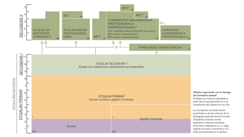 Ils differents stgalims da furmaziun èn preschentads en ina grafica